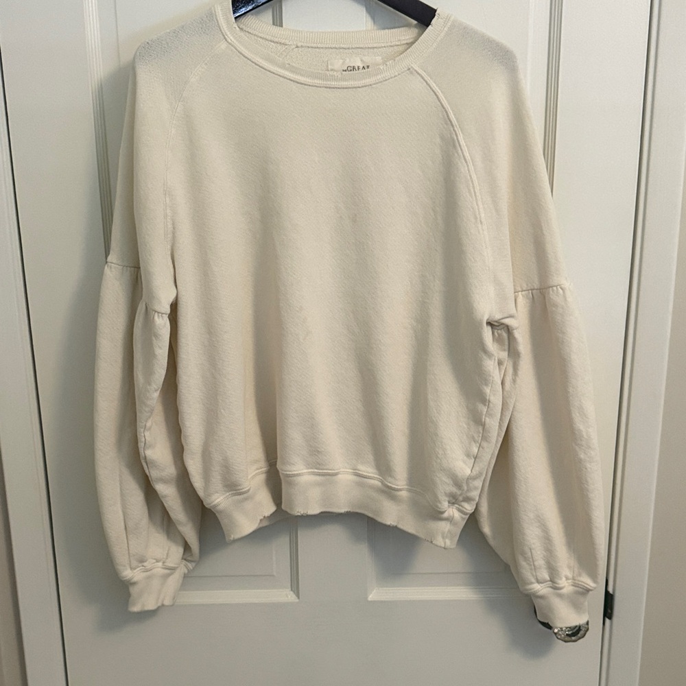 THE GREAT. Off-White Crew Neck Sweatshirt